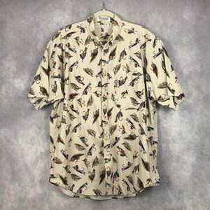 Columbia Men's Cream Shirt with Bird Pattern